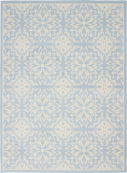 4' X 6' Light Blue Floral Power Loom Area Rug