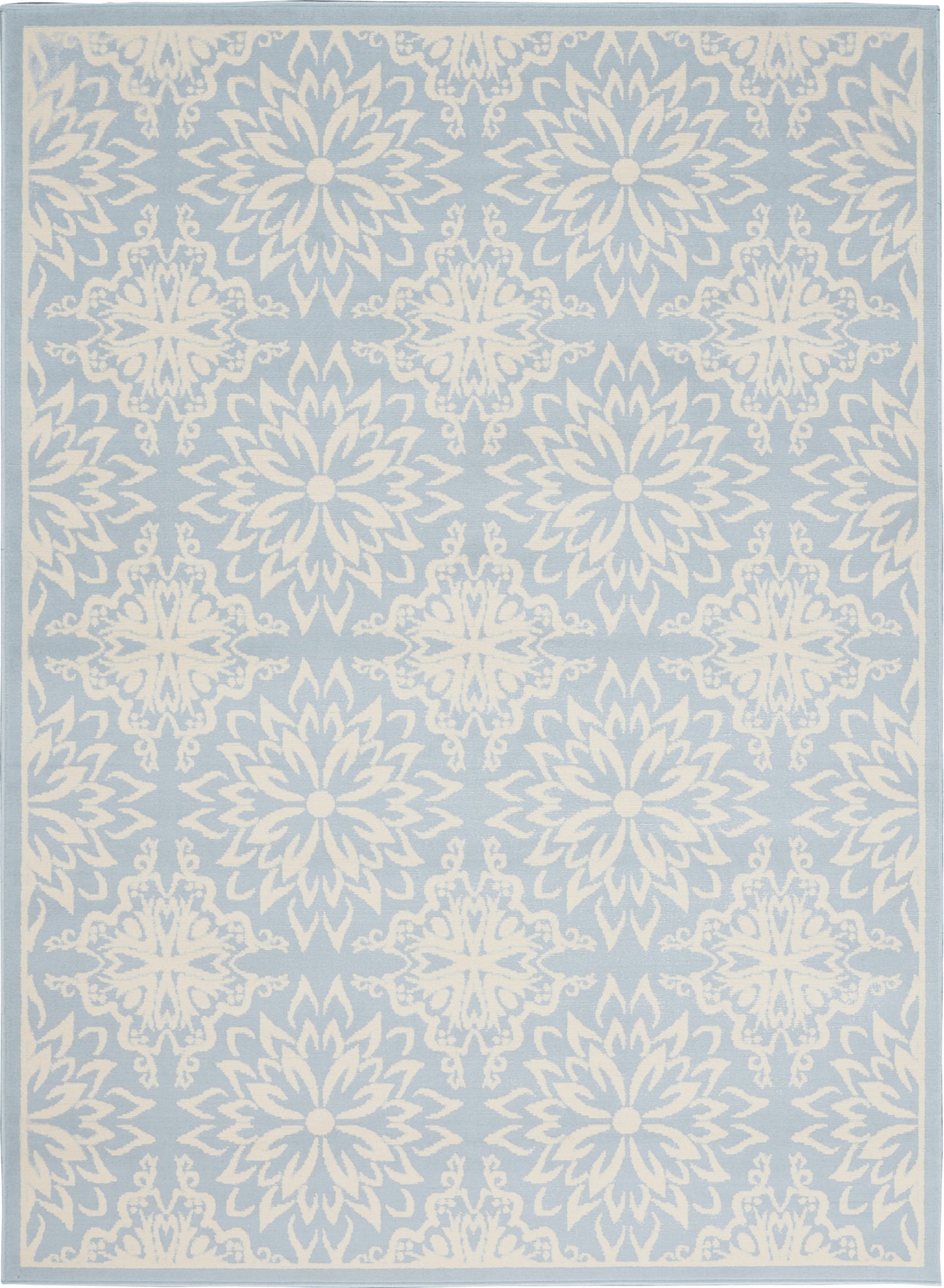 4' X 6' Light Blue Floral Power Loom Area Rug