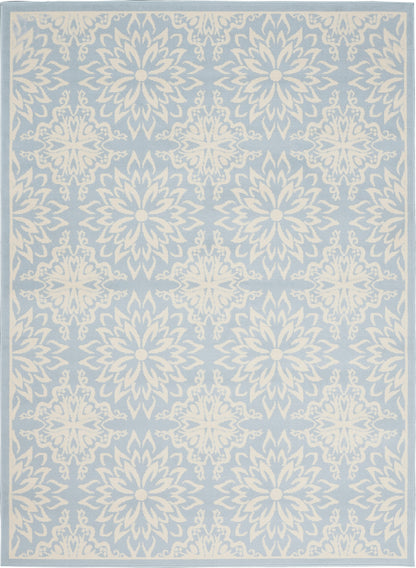 4' X 6' Light Blue Floral Power Loom Area Rug