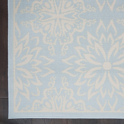 4' X 6' Light Blue Floral Power Loom Area Rug