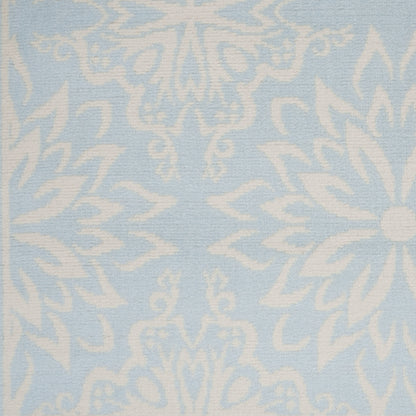 4' X 6' Light Blue Floral Power Loom Area Rug