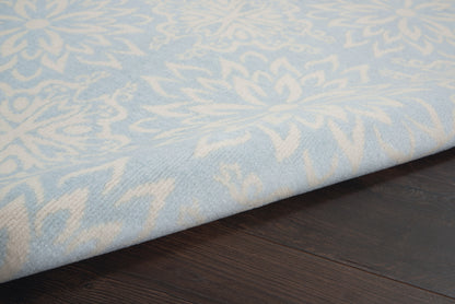 4' X 6' Light Blue Floral Power Loom Area Rug