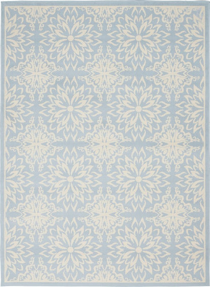 4' X 6' Light Blue Floral Power Loom Area Rug