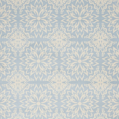 4' X 6' Light Blue Floral Power Loom Area Rug