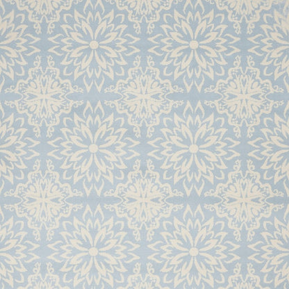 4' X 6' Light Blue Floral Power Loom Area Rug