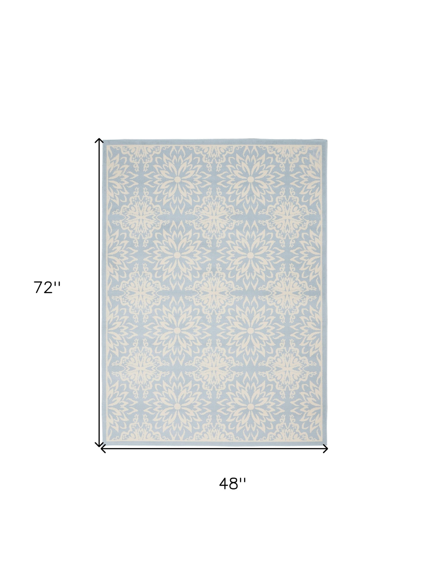 4' X 6' Light Blue Floral Power Loom Area Rug