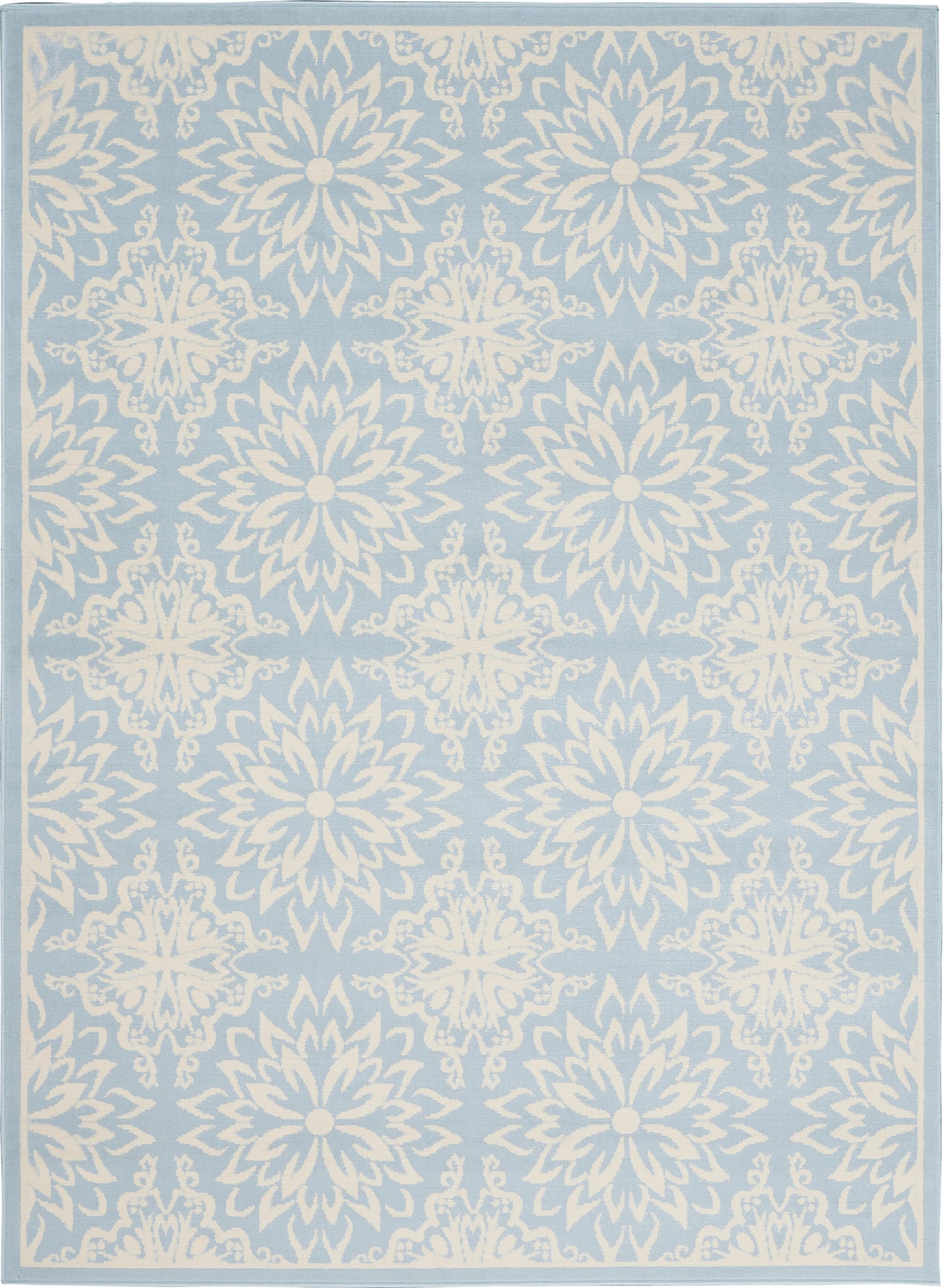 6' X 9' Light Blue Floral Power Loom Area Rug