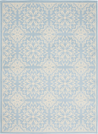 6' X 9' Light Blue Floral Power Loom Area Rug