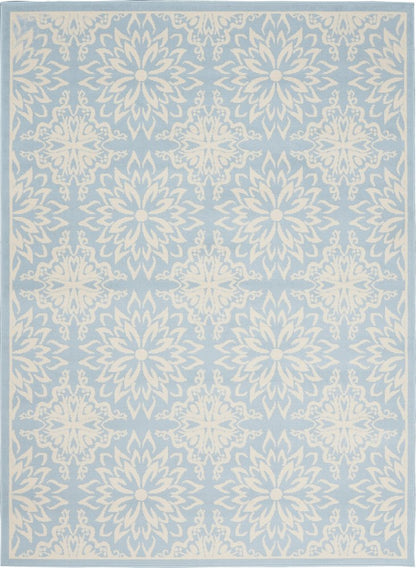 6' X 9' Light Blue Floral Power Loom Area Rug