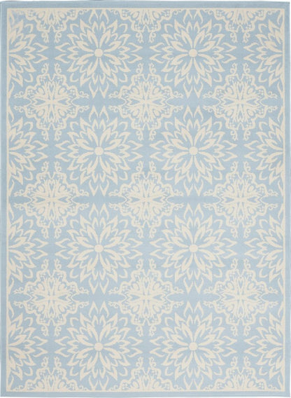 6' X 9' Light Blue Floral Power Loom Area Rug
