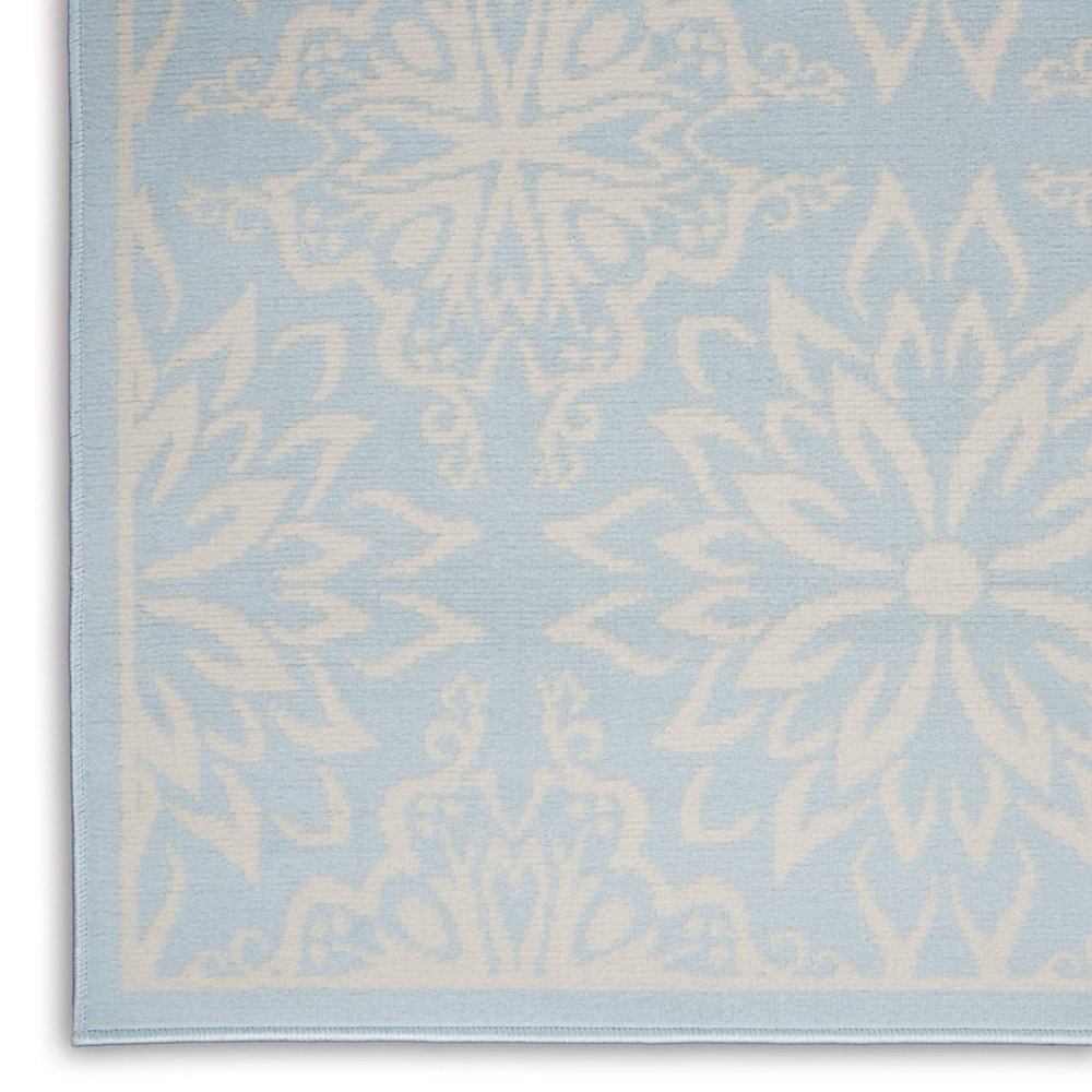 6' X 9' Light Blue Floral Power Loom Area Rug