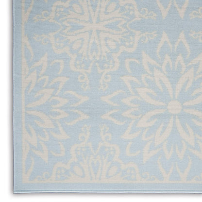 6' X 9' Light Blue Floral Power Loom Area Rug