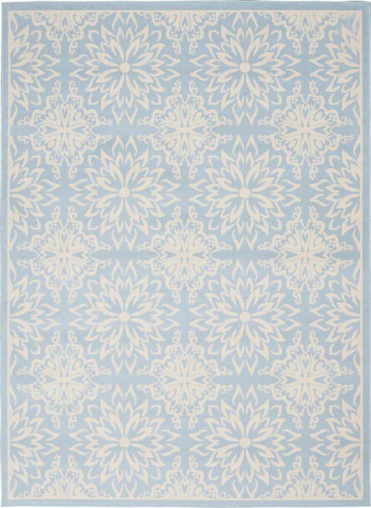 6' X 9' Light Blue Floral Power Loom Area Rug