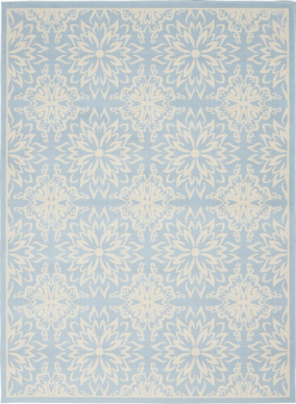 6' X 9' Light Blue Floral Power Loom Area Rug
