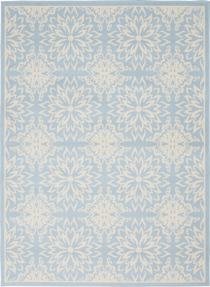 6' X 9' Light Blue Floral Power Loom Area Rug