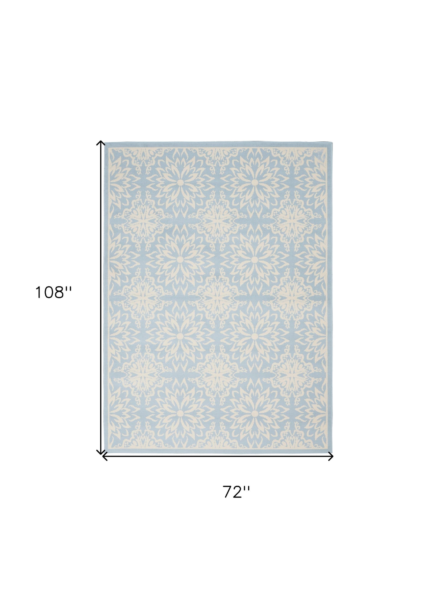 6' X 9' Light Blue Floral Power Loom Area Rug