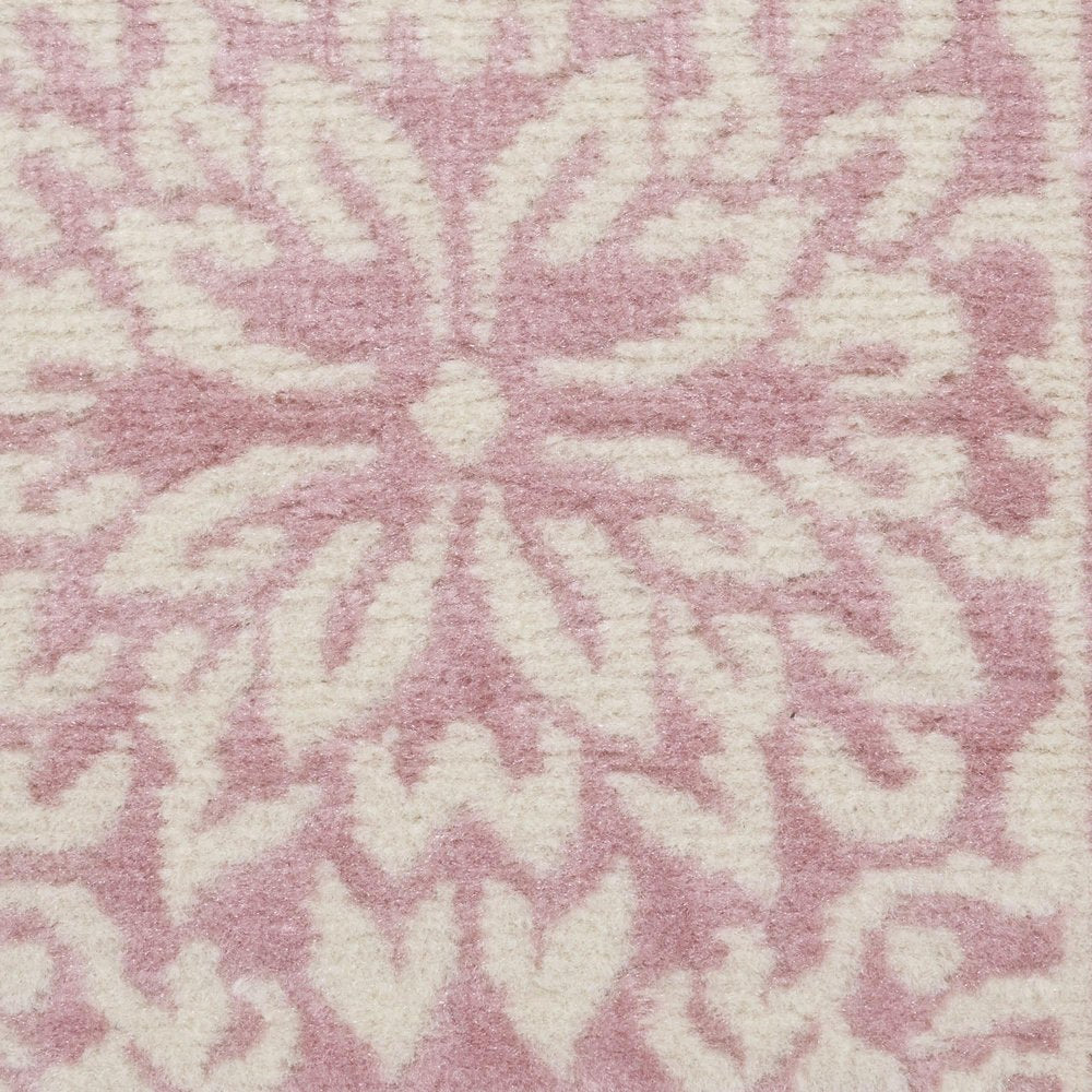 7' Pink Floral Power Loom Runner Rug