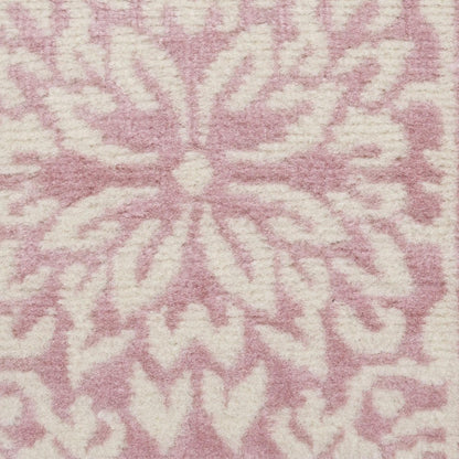 7' Pink Floral Power Loom Runner Rug
