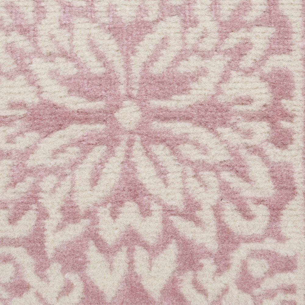 7' Pink Floral Power Loom Runner Rug