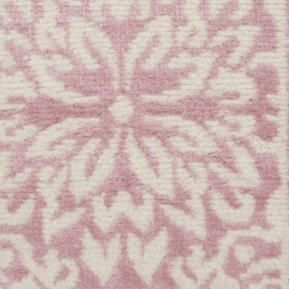 7' Pink Floral Power Loom Runner Rug