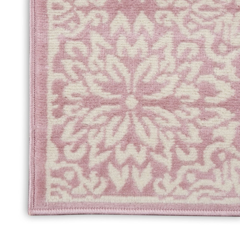 7' Pink Floral Power Loom Runner Rug
