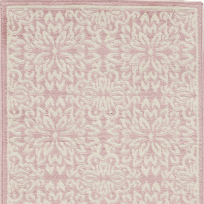 7' Pink Floral Power Loom Runner Rug