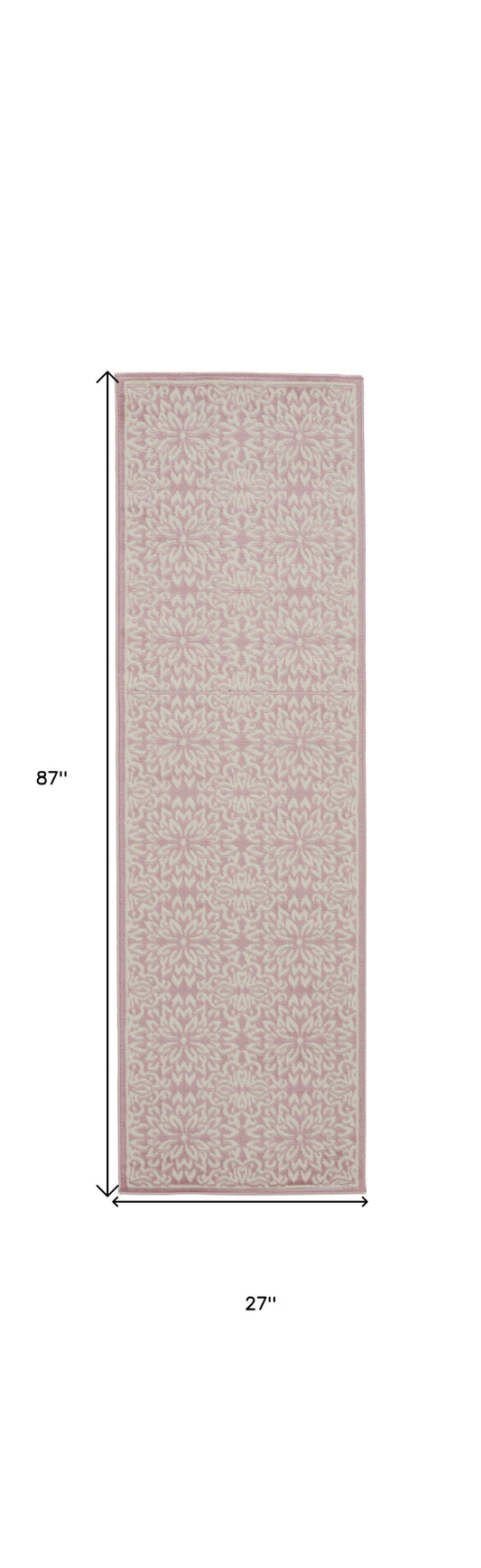 7' Pink Floral Power Loom Runner Rug