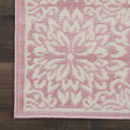 2' X 4' Pink Floral Power Loom Area Rug