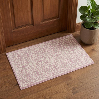 2' X 4' Pink Floral Power Loom Area Rug