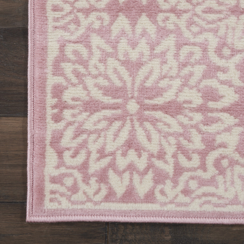 2' X 4' Pink Floral Power Loom Area Rug