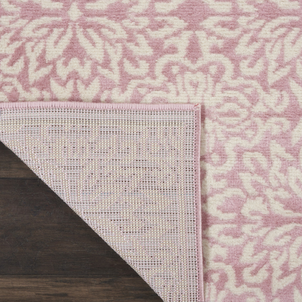 2' X 4' Pink Floral Power Loom Area Rug