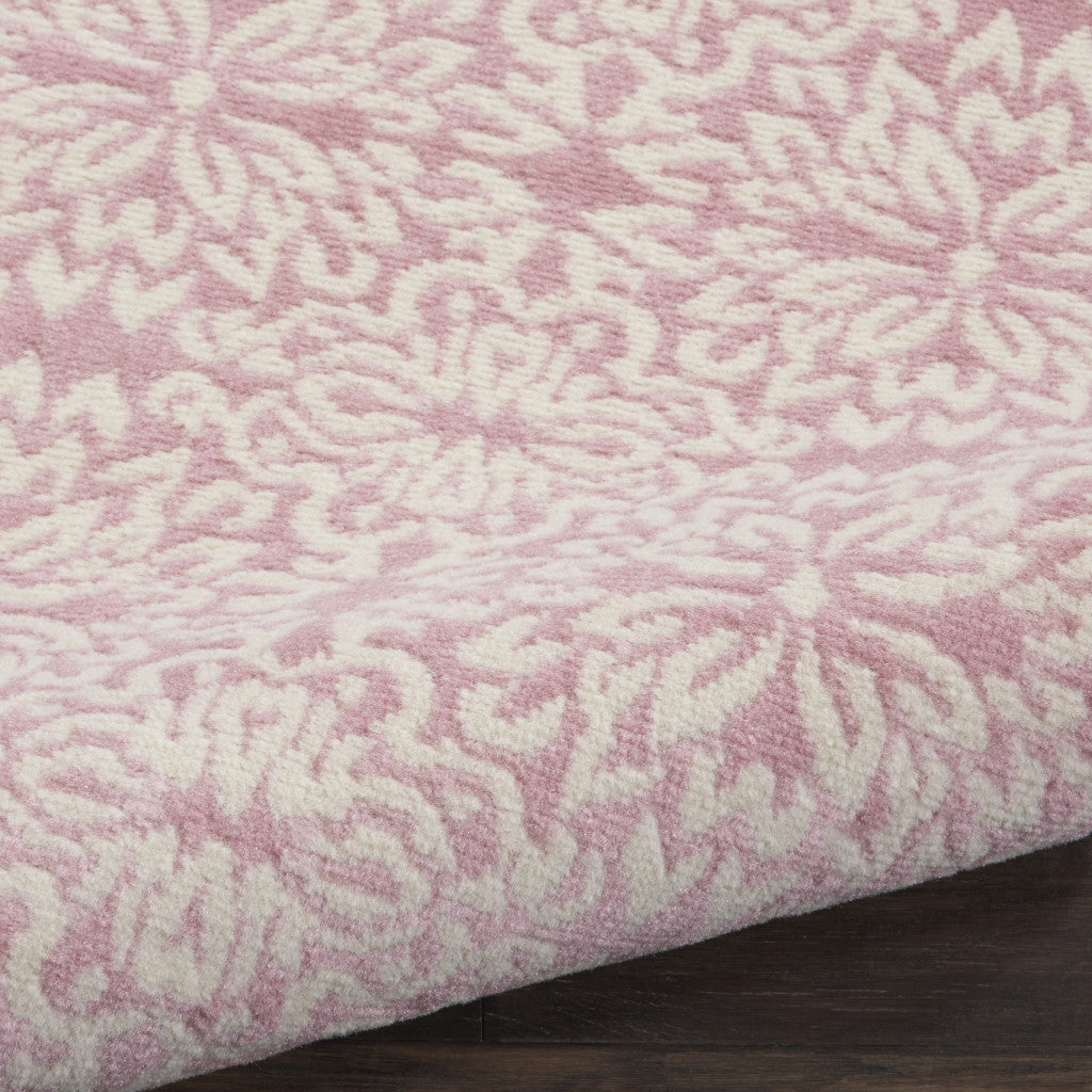 2' X 4' Pink Floral Power Loom Area Rug