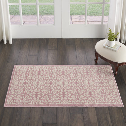 2' X 4' Pink Floral Power Loom Area Rug