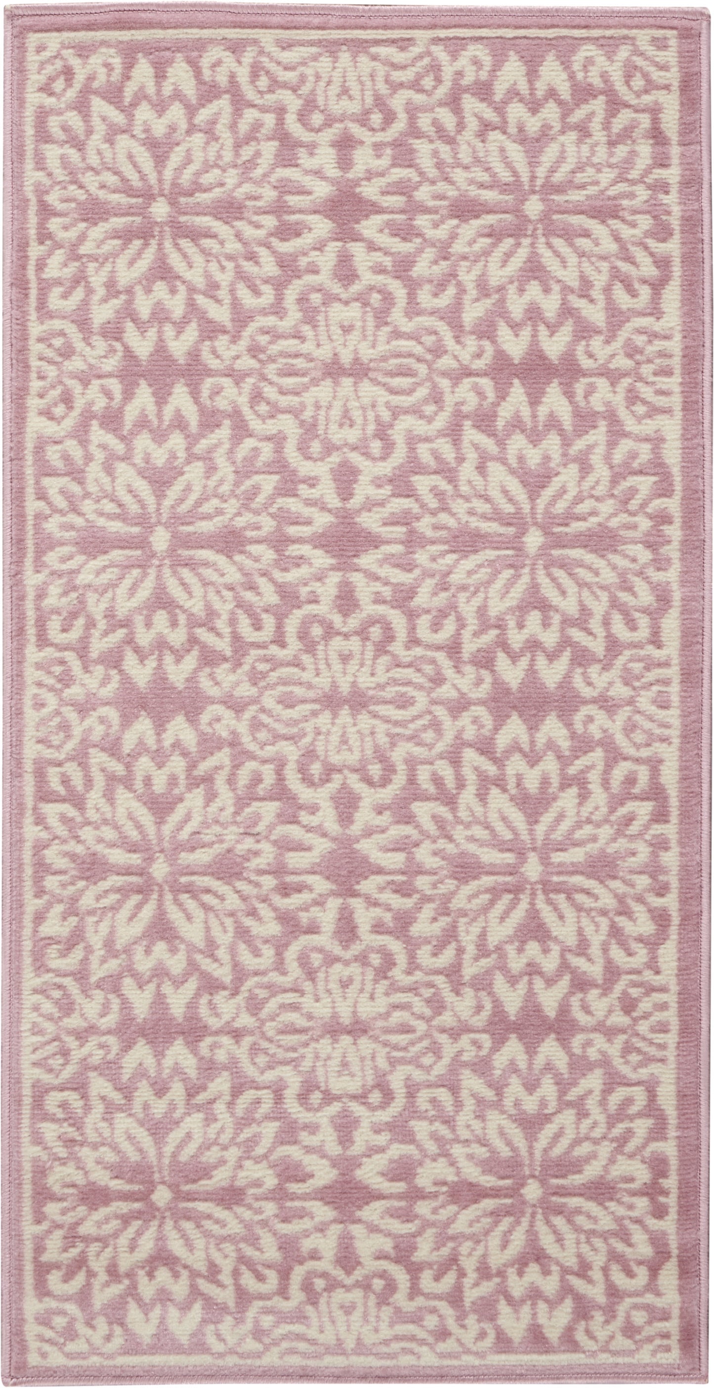 2' X 4' Pink Floral Power Loom Area Rug