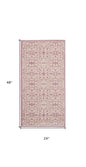 2' X 4' Pink Floral Power Loom Area Rug