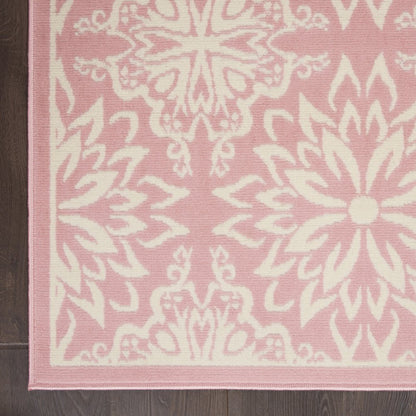 4' X 6' Pink Floral Power Loom Area Rug