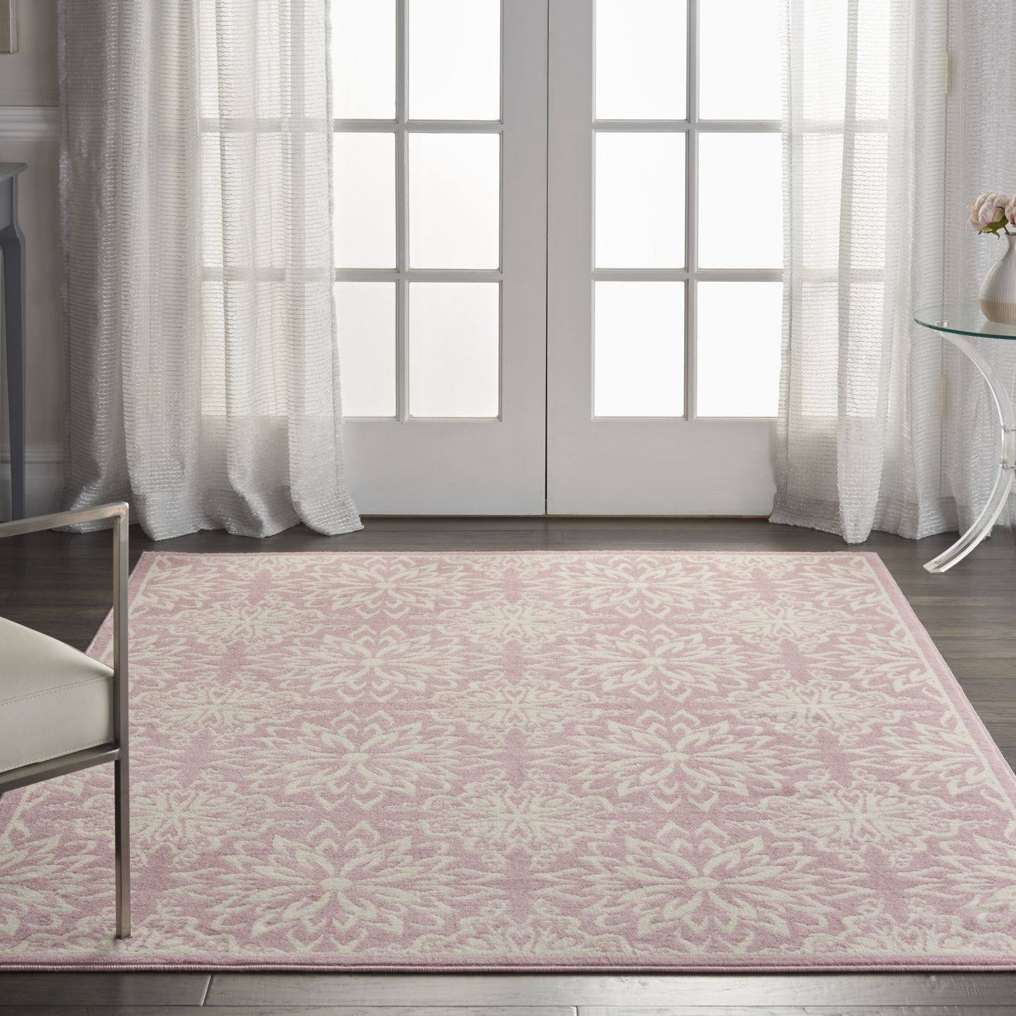 4' X 6' Pink Floral Power Loom Area Rug