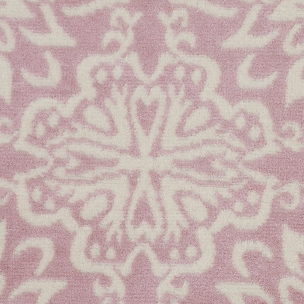 5' Pink Round Floral Power Loom Area Rug