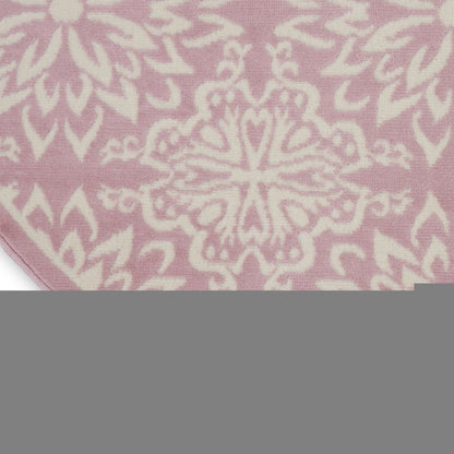 5' Pink Round Floral Power Loom Area Rug