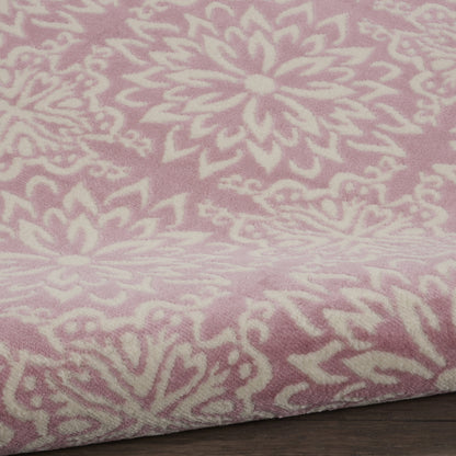 5' Pink Round Floral Power Loom Area Rug