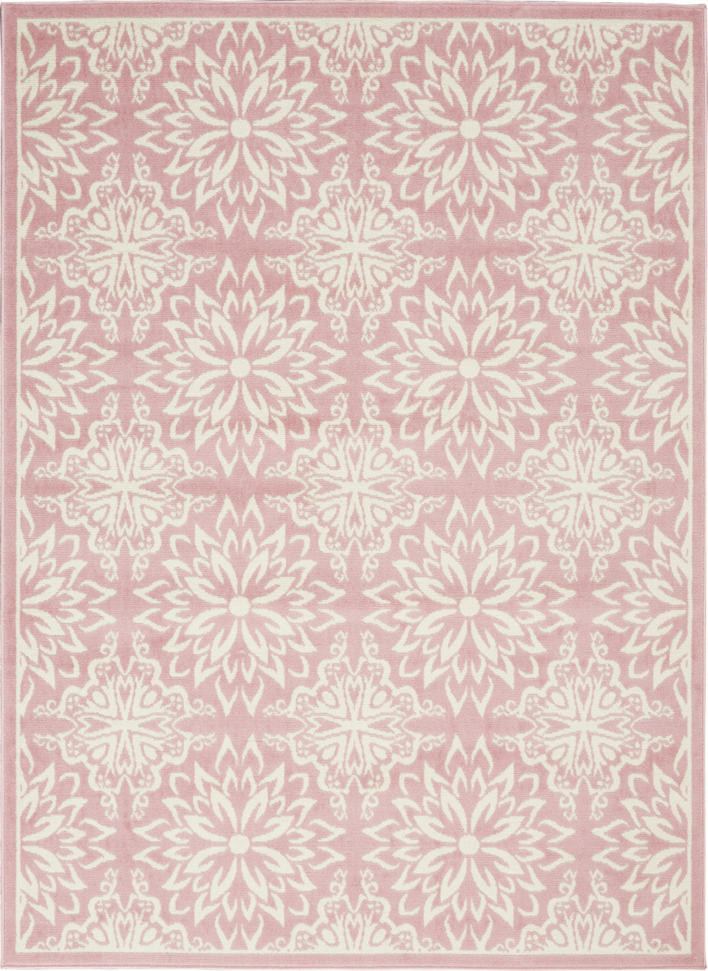 5' X 7' Pink Floral Power Loom Area Rug