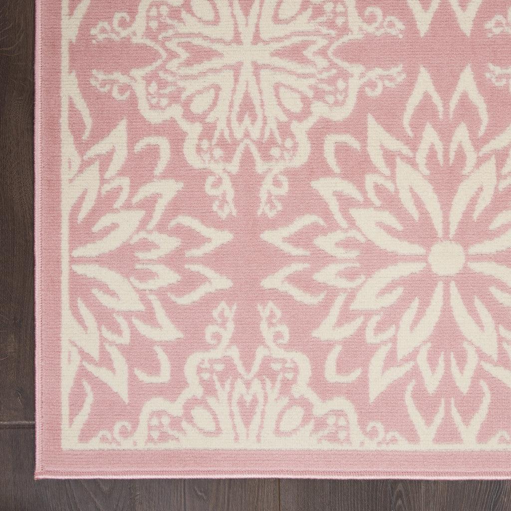 5' X 7' Pink Floral Power Loom Area Rug