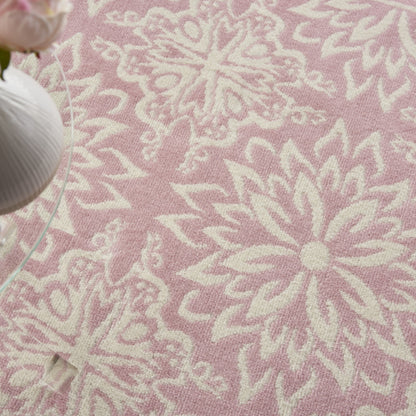 5' X 7' Pink Floral Power Loom Area Rug