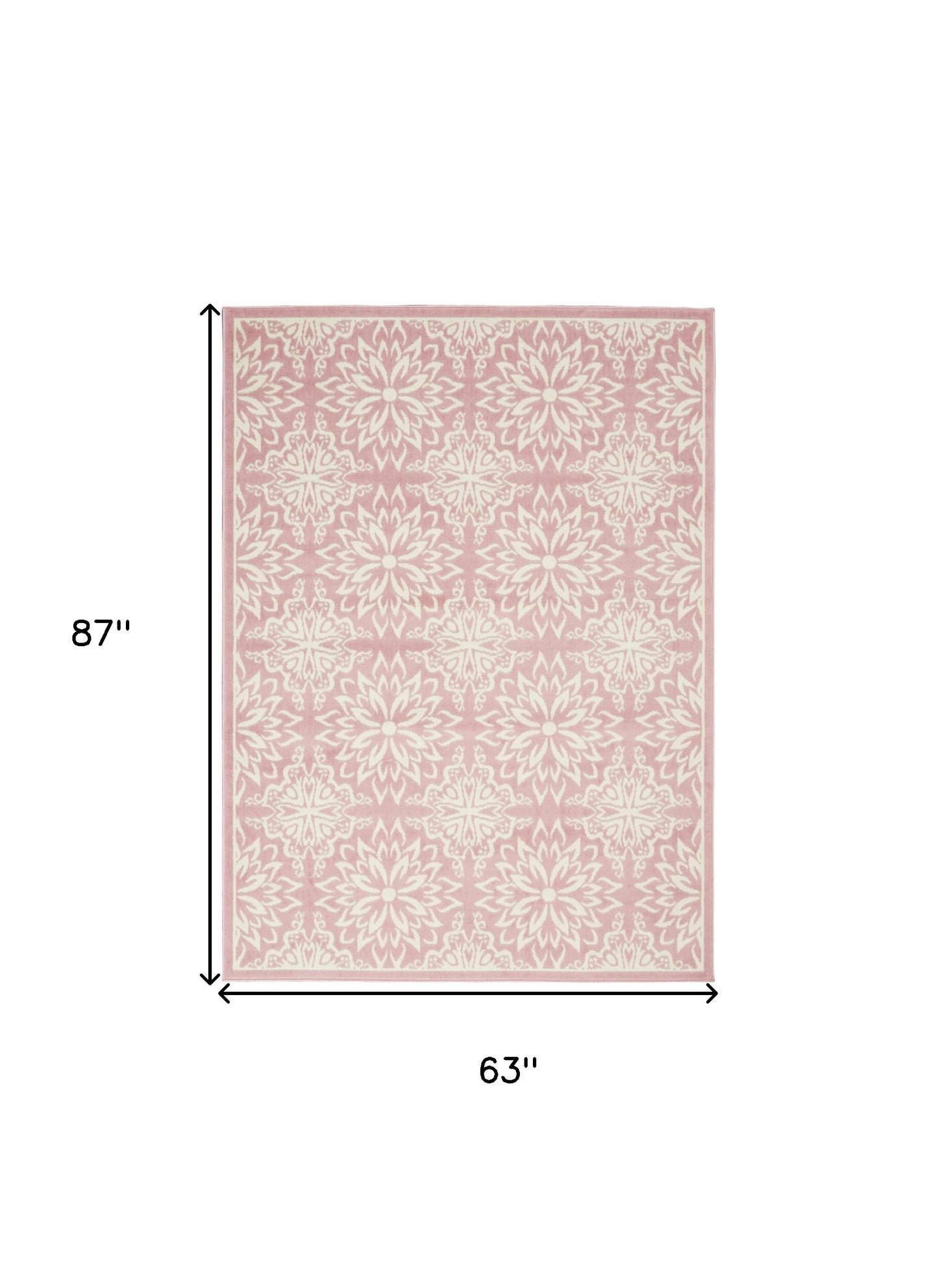 5' X 7' Pink Floral Power Loom Area Rug