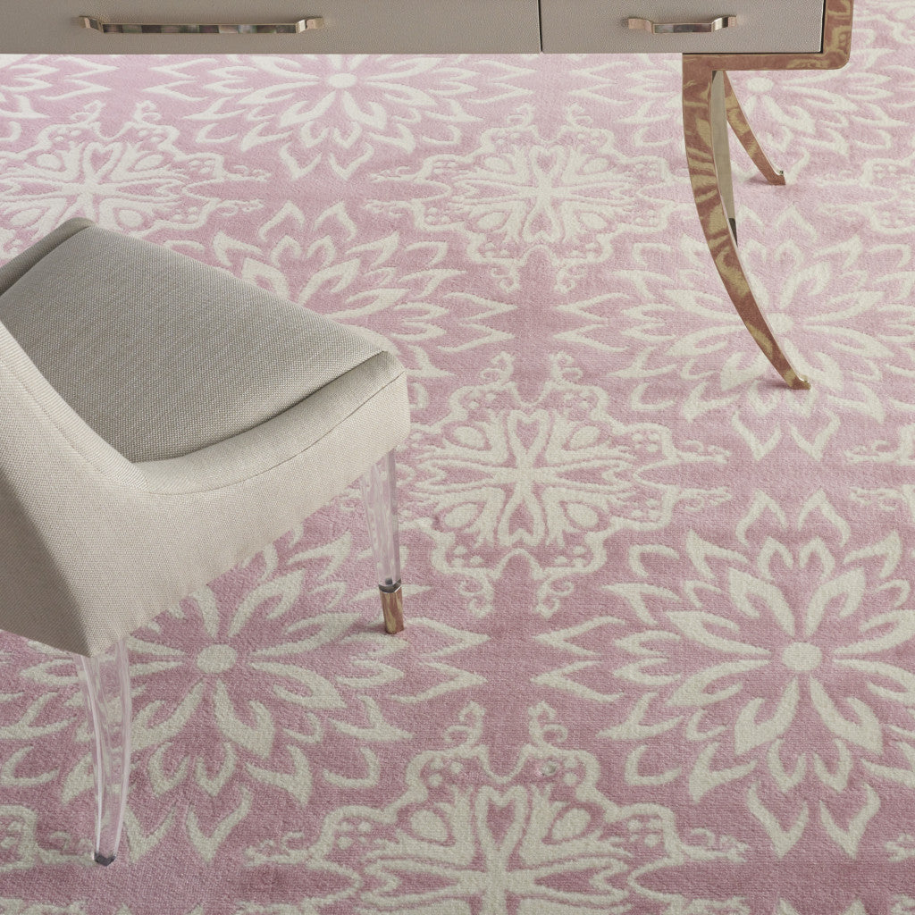 8' X 10' Pink Floral Power Loom Area Rug