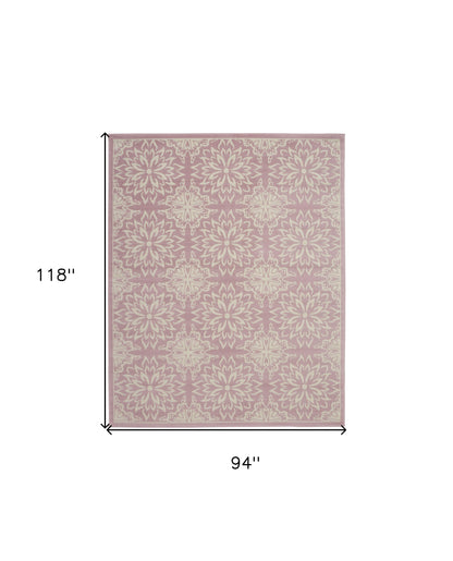 8' X 10' Pink Floral Power Loom Area Rug