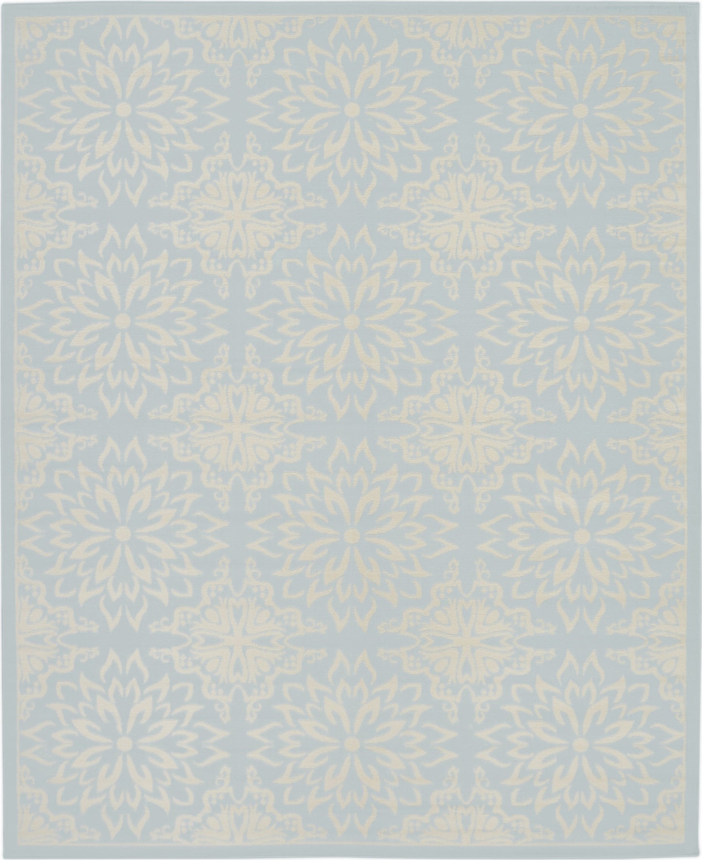 8' X 10' Light Blue Floral Power Loom Area Rug