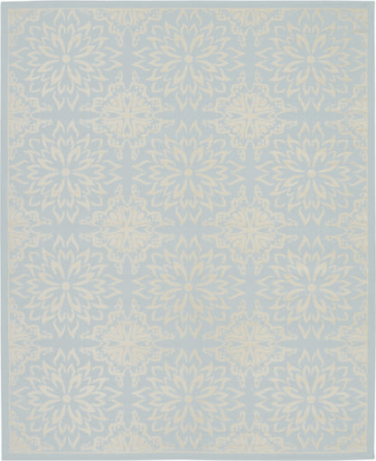 8' X 10' Light Blue Floral Power Loom Area Rug