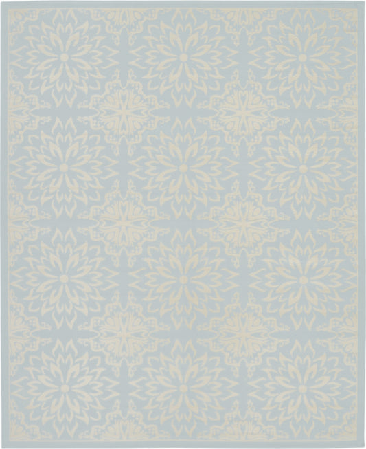 8' X 10' Light Blue Floral Power Loom Area Rug