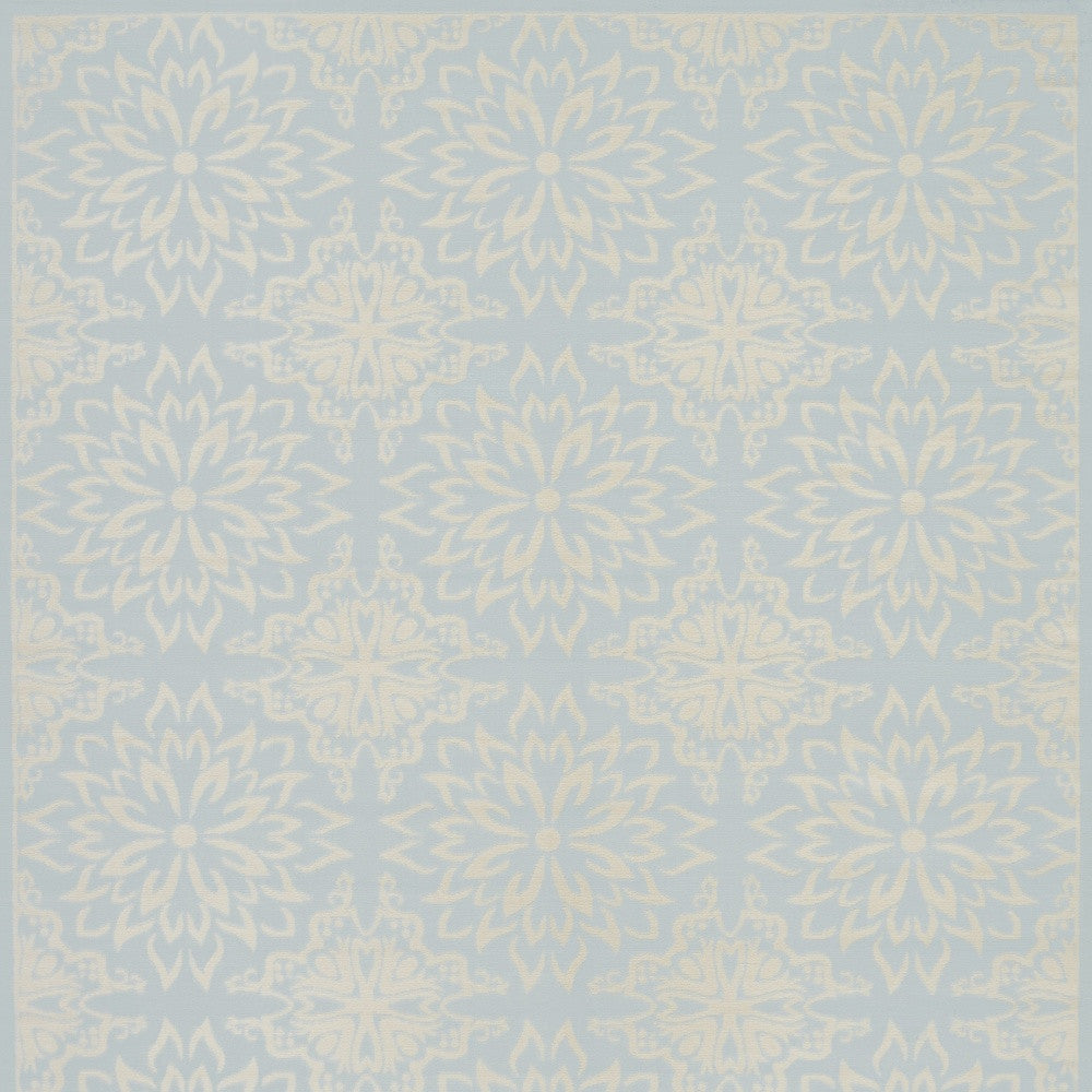 8' X 10' Light Blue Floral Power Loom Area Rug